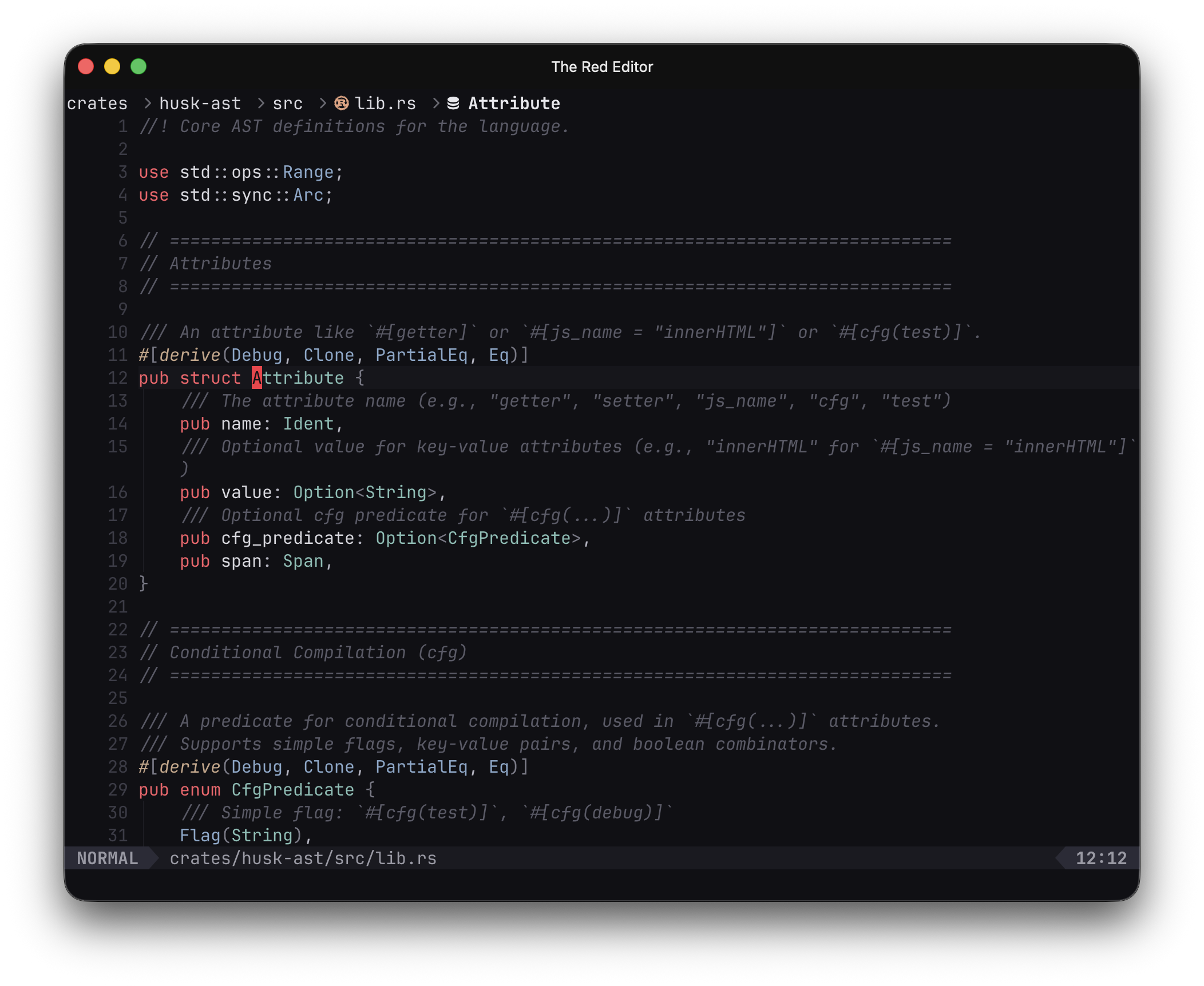 Red editing Rust with inline type hints in a dark theme